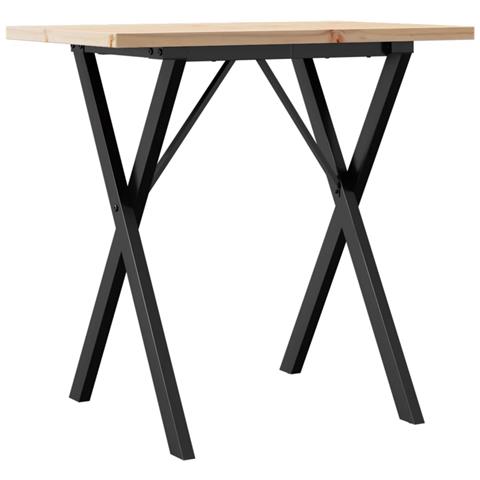 Tavolo Da Pranzo Telaio A X 80x50x75,5 Cm Massello Pino E Ghisa - Foto 2