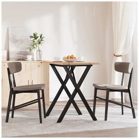 Tavolo Da Pranzo Telaio A X 80x50x75,5 Cm Massello Pino E Ghisa - Foto 3