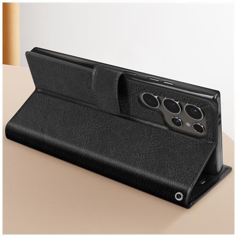 Custodia Per Samsung S24 Ultra Portafoglio Funzione Supporto E Cordino, Nero - Foto 2