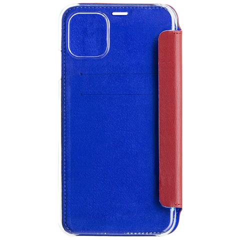 Custodia Per Iphone 11 Pro In Pelle Con Retro Trasparente E Portacarte, Rosso - Foto 2
