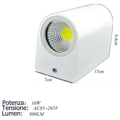 Applique Doppio Led 10w Bianco Lampada Luce Fredda Parete Up Down Faro Esterno - Foto 1