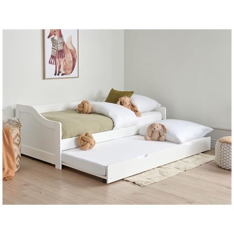 Letto Estraibile Legno Di Pino Luneray 90 X 200 Cm Bianco - Foto 1