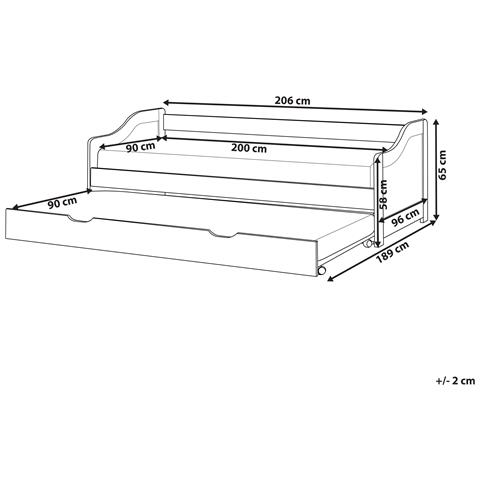 Letto Estraibile Legno Di Pino Luneray 90 X 200 Cm Bianco - Foto 6