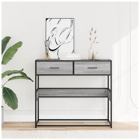 Tavolo Consolle Rovere Sonoma 90x35x80 Cm In Legno Multistrato - Foto 3