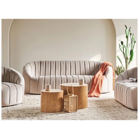 Divano 3 Posti Malung Velluto Beige - Foto 1