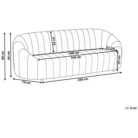 Divano 3 Posti Malung Velluto Beige - Foto 7