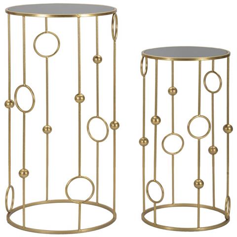 Tavolino Cerchi 35 - Oro - Metallo - 50x50x100 Cm - Foto 1