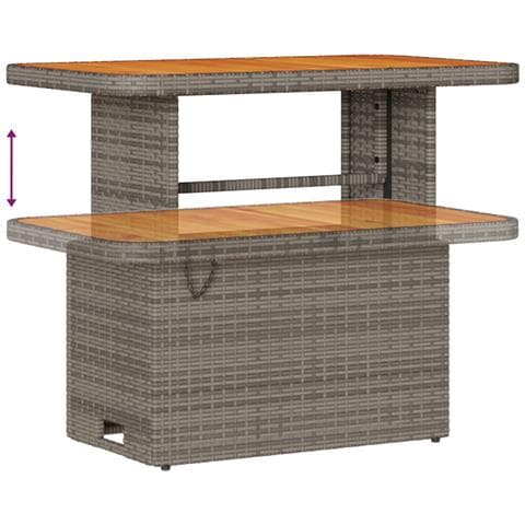 Set Divano da Giardino di 13 pezzi con Cuscini Grigio Rattan Poliestere Acacia, Divano da Giardino 2 posti con Cuscini Grigio Rattan Poliestere, Set da Pranzo da Giardino di 3 pezzi con Cuscini Grigio Rattan Poliestere Acacia - Foto 8