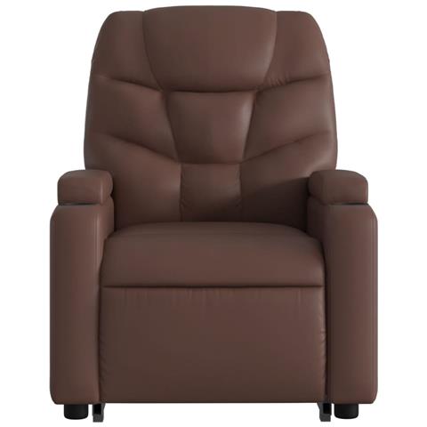 Poltrona Alzapersona Reclinabile Massaggio Marrone Similpelle - Foto 9