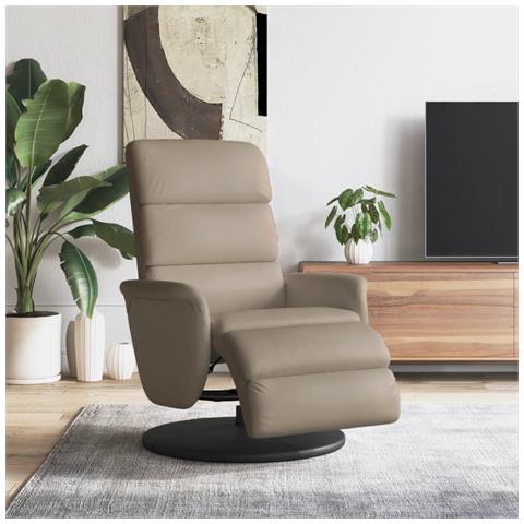 Poltrona Reclinabile con Poggiapiedi Cappuccino in Similpelle - Foto 2