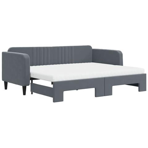 Divano Letto Estraibile Materassi Grigio Scuro 90x200cm Velluto - Foto 1