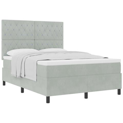 letto a box spring con materasso grigio chiaro 140x200 cm in velluto - Foto 1