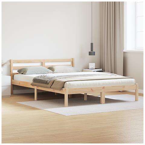 Struttura del letto  con testiera 160x210 cm in legno massello di pino - Foto 2