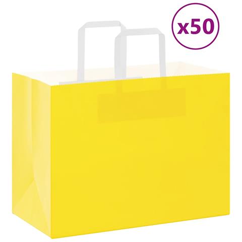 Sacchetti di Carta 50 pz con Manici Gialli 32x17x25 cm - Foto 1