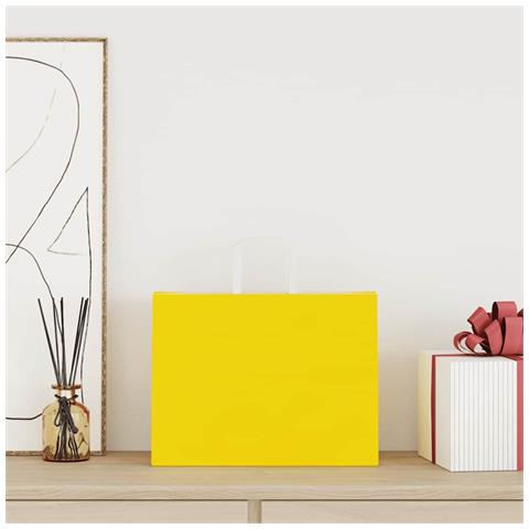 Sacchetti di Carta 50 pz con Manici Gialli 32x17x25 cm - Foto 2