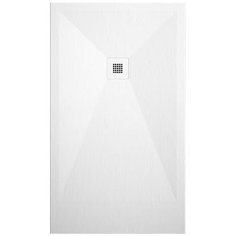 Piatto Doccia Rettangolare 70x100 Cm Effetto Pietra Marmoresina Con Griglia In Tinta Bianco Asia - Foto 2