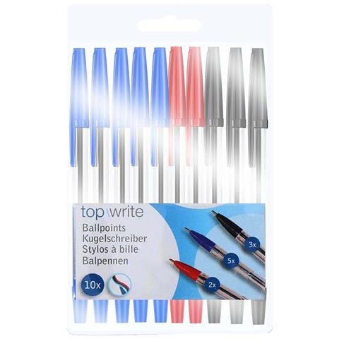 Set Di 10 Penne A Sfera 3 Colori Punta Fine, Multicolore - Foto 2