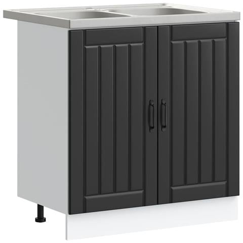 Mobile da cucina con porta Lucca 2 pcs Nero 80 x 46 x 81.5 cm - Foto 1