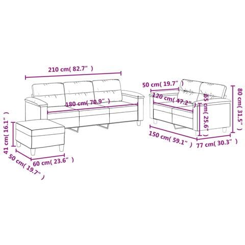 Set Divani 3 pz con Cuscini Nero in Tessuto Microfibra - Foto 9