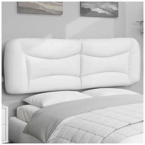 Cuscino Testiera Bianco 152 cm in Similpelle - Foto 2