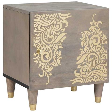 Armadio da Notte Grigio 40 x 33 x 46 cm legno massello di mango - Foto 1