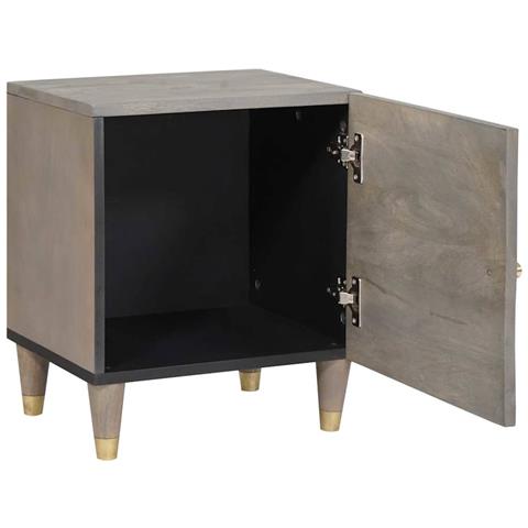 Armadio da Notte Grigio 40 x 33 x 46 cm legno massello di mango - Foto 2
