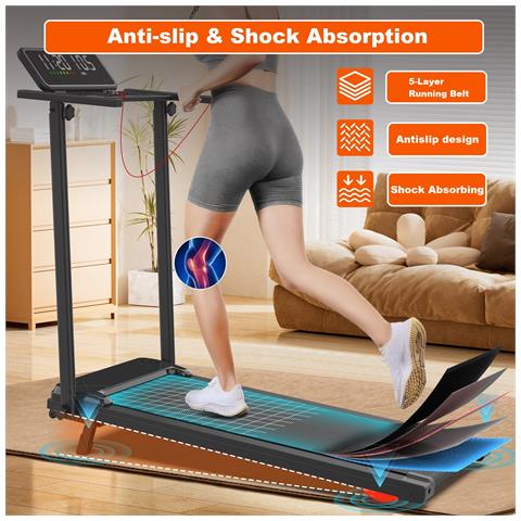 Tapis Roulant Elettrico Pieghevole Con App, 12 Km/h, Pilota E Bluetooth - Foto 8