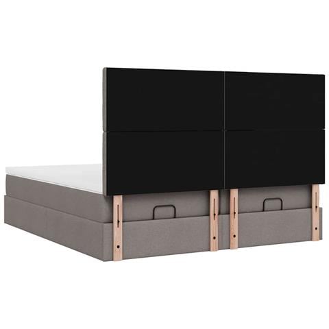 Struttura Letto Pouf con Materassi Tortora 160x200cm in Tessuto - Foto 9