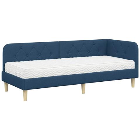 Cornice del letto ad angolo Blu 80 x 200 cm Tessuto - Foto 1