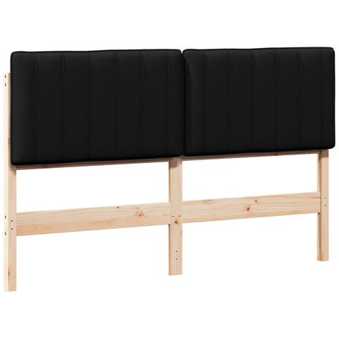 Testiera imbottita Marrone e Nero 150 cm Pino massello - Foto 1