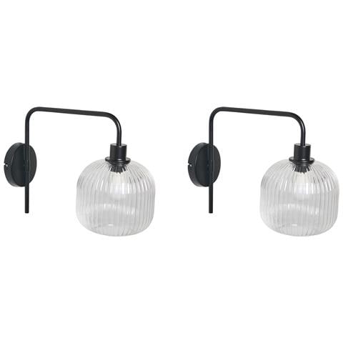 Set Di 2 Lampade Da Parete Comapala Metallo Nero - Foto 2