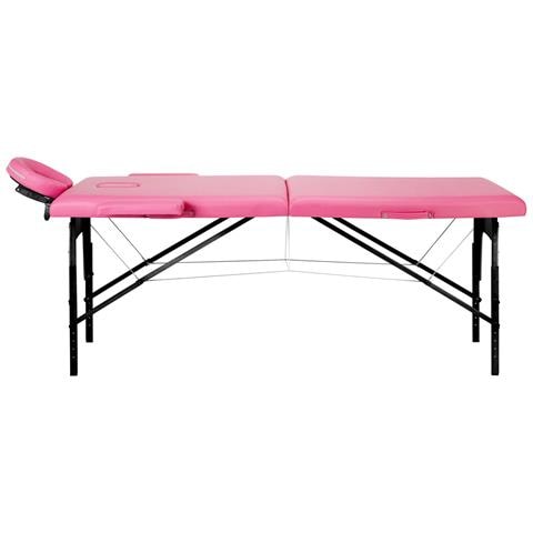 lettino da massaggio pieghevole in legno 2 segmenti rosa e nero - Foto 2