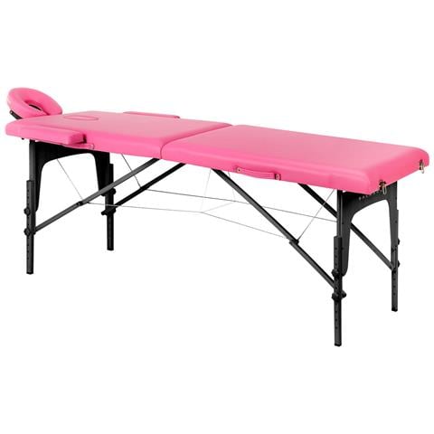 lettino da massaggio pieghevole in legno 2 segmenti rosa e nero - Foto 1