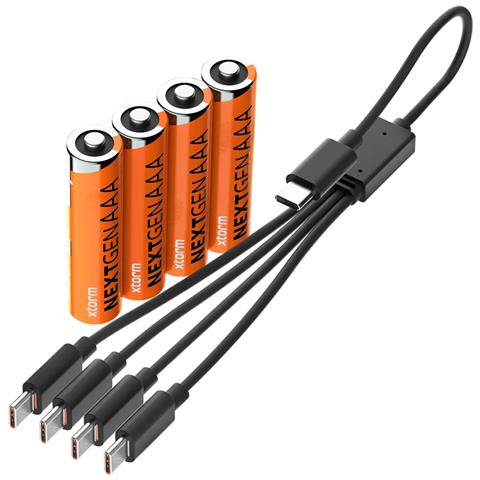 Confezione Da 4 Batterie Aaa Ricaricabili Con Porta Usb-c, Collezione Nextgen, Con Cavo, Arancione - Foto 2