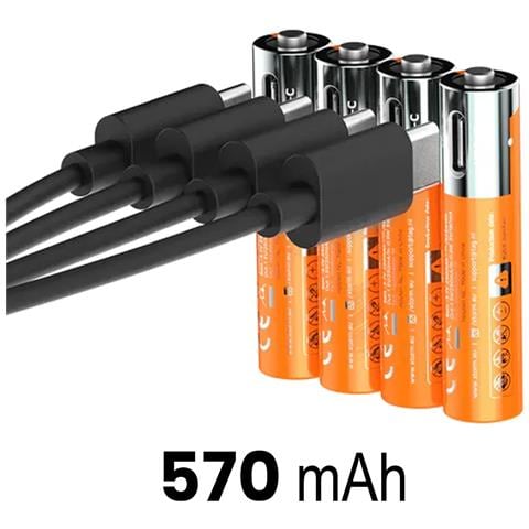 Confezione Da 4 Batterie Aaa Ricaricabili Con Porta Usb-c, Collezione Nextgen, Con Cavo, Arancione - Foto 4