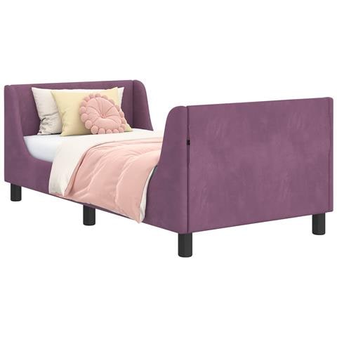 Struttura letto bambini con testata Viola 80 x 160 cm Velluto - Foto 1