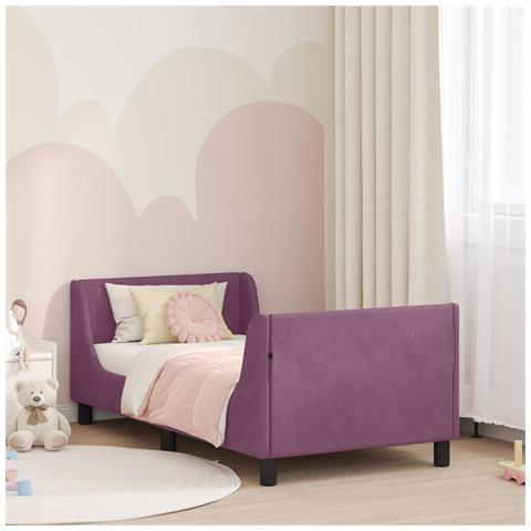 Struttura letto bambini con testata Viola 80 x 160 cm Velluto - Foto 2