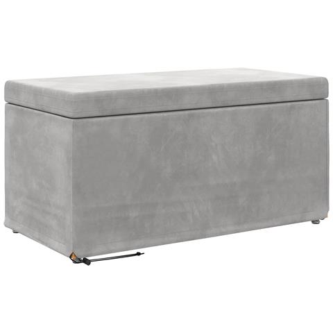 Pouf Grigio chiaro Velluto e Legno Ingegnerizzato - Foto 1