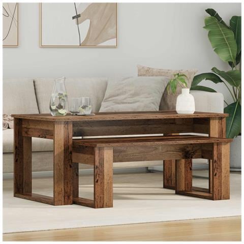 Set di Tavolini da Caffè 2 pcs Legno vecchio Legno multistrato - Foto 2
