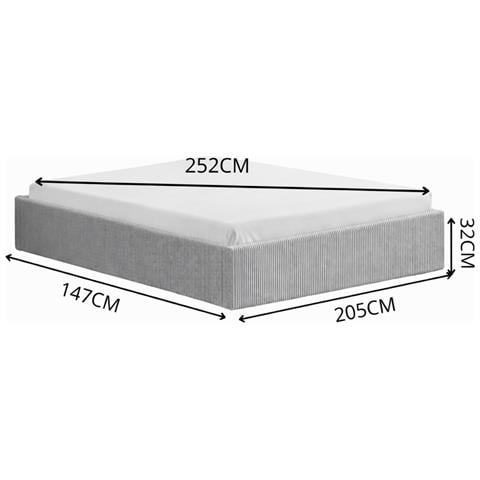 Austin Letto Con Scatola Di Deposito 140x190cm Velluto Grigio A Coste - Foto 6