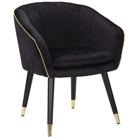 Poltrona Paris Nera E Gold In Tessuto Con Gambe Dorate - 62 X 58 X H 78 Cm - Foto 1