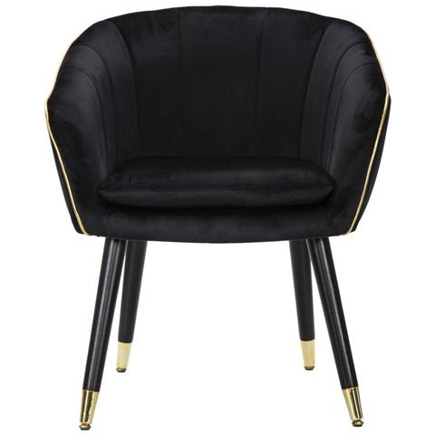 Poltrona Paris Nera E Gold In Tessuto Con Gambe Dorate - 62 X 58 X H 78 Cm - Foto 2