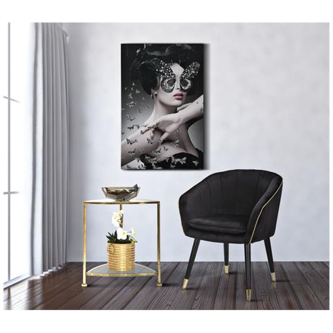 Poltrona Paris Nera E Gold In Tessuto Con Gambe Dorate - 62 X 58 X H 78 Cm - Foto 8