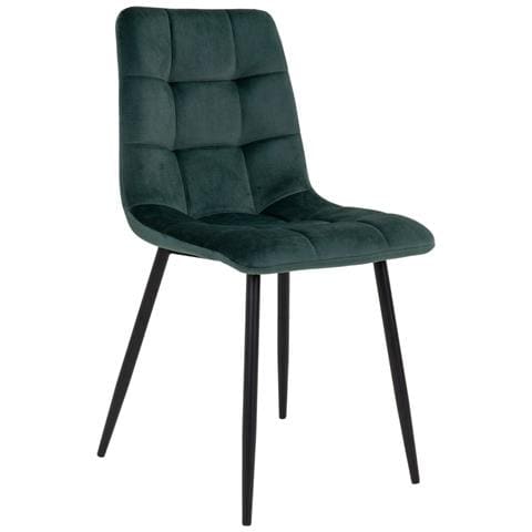Set 2 Sedie Da Pranzo Middelfart In Velluto Verde Scuro Con Gambe Nere - Foto 1