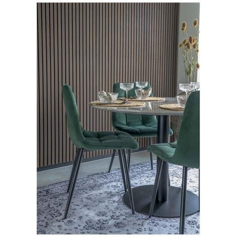 Set 2 Sedie Da Pranzo Middelfart In Velluto Verde Scuro Con Gambe Nere - Foto 8