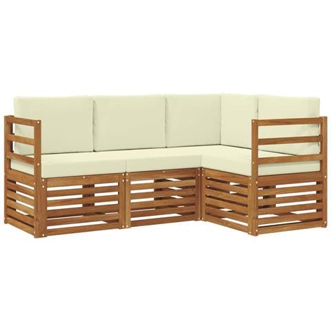 Set divani 4 pcs Naturale e Crema Legno di Acacia Massello - Foto 1