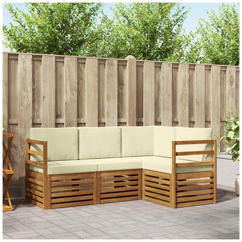 Set divani 4 pcs Naturale e Crema Legno di Acacia Massello - Foto 2