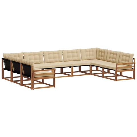Set di divani da esterno con cuscino 9 pcs Naturale e Beige - Foto 1