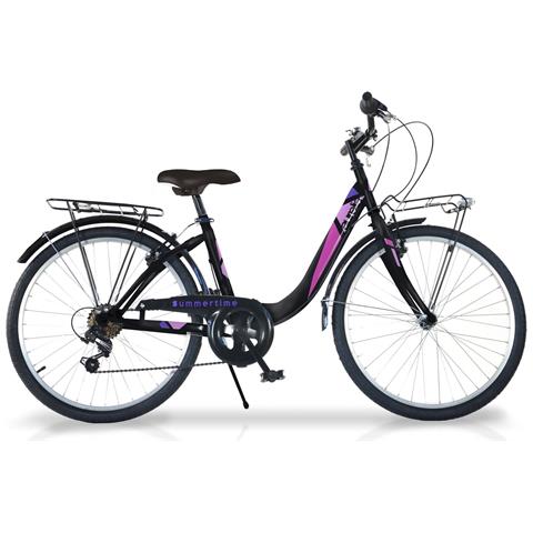 Bici Donna Linea Aurelia Bicicletta City Bike Con Luci Led Modello Summertime Misura 26'' Con Cambio 6v - Nero - Foto 1