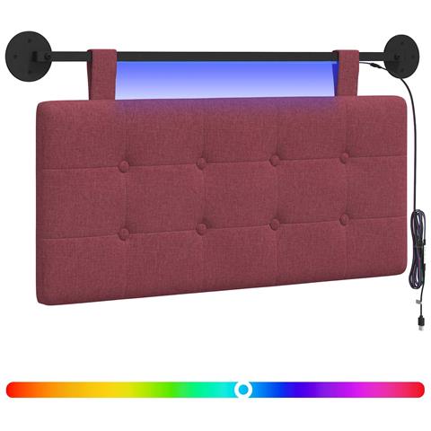 Testiera sospesa Con luce LED Rosso Vino Tessuto - Foto 1